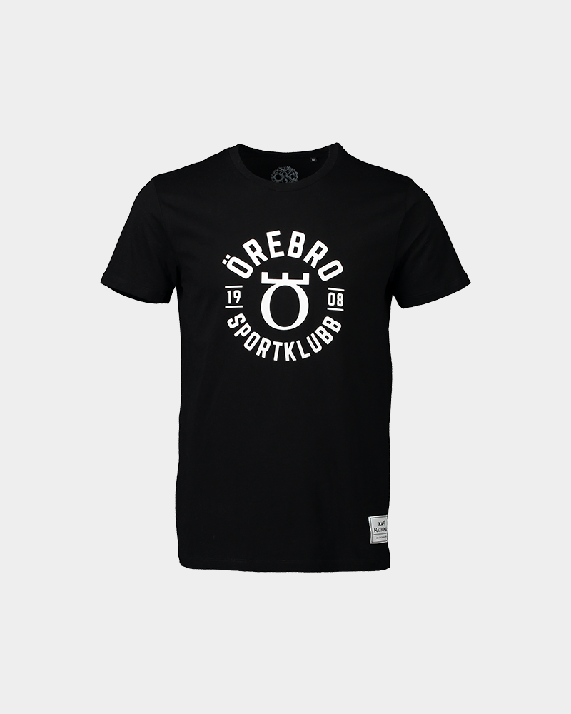 svart t-shirt med örebro sportklubb logo